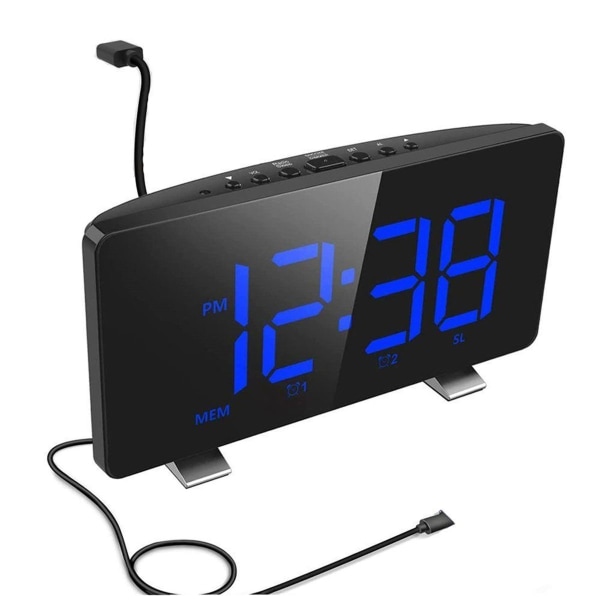 Radioväckarklocka digital väckarklocka LED-display 4 ljusstyrkenivåer justerbar