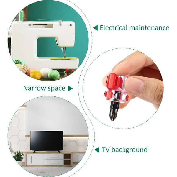 Mini lyhyt ruuvimeisselin työkalusarja ompelukoneeseen, sisältää litteän/urapään ruuvimeisselin ja Phillips-ruuvimeisselin DIY-korjaukseen, 2 kpl KLB