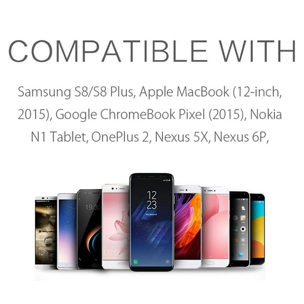 USB Type-C latauskaapeli 3A pikalataus USB A - USB C
