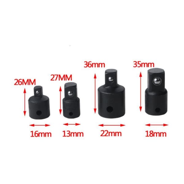 Förlängnings- och reduktionsset spärrnyckeladapter reduktionsadapter för hylsor och bits 4 p