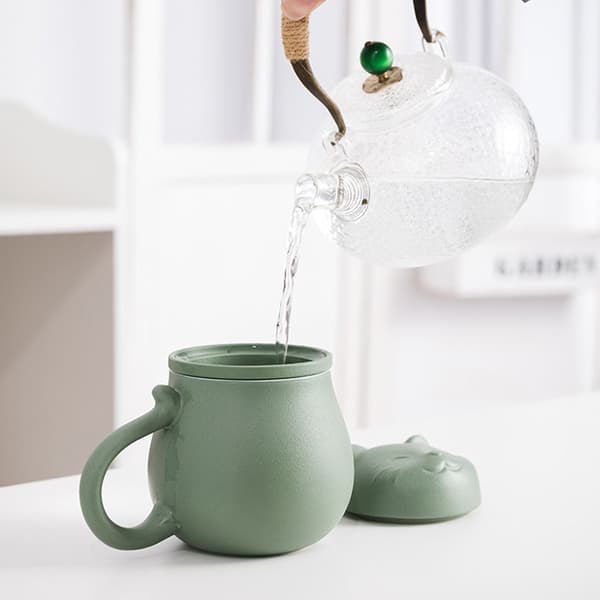 Keramisk tekopp med tesil og låg (400 ml), tekopp
