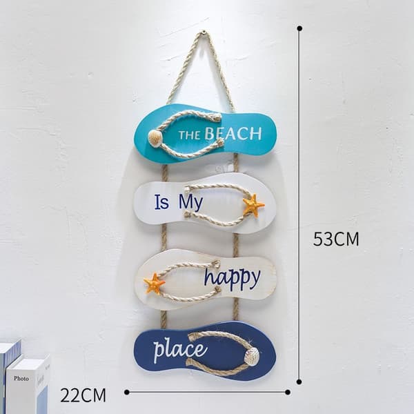 Nautiske strandflip-flop veggdekor i tre