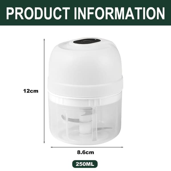 Elektrisk miniknoppshackare, miniknoppshackare matberedare, vit