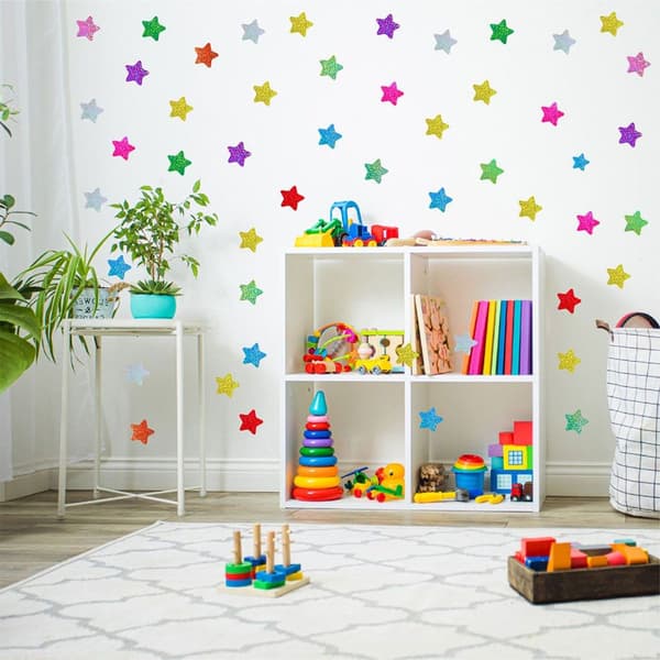 Pcs Flash Color Star Wall Stickers Crystal Dot Nursery Decorative Bedroom KLB