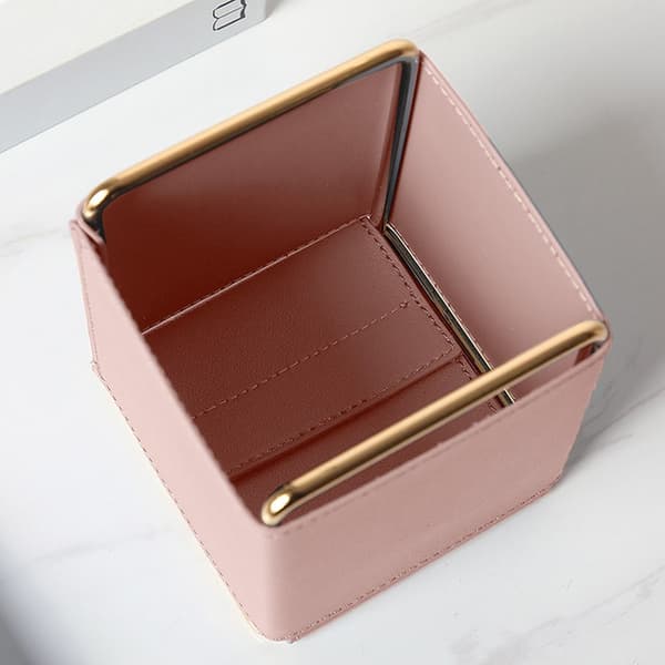 Lærpennholder, pennkopp og arrangør for Essential Pink