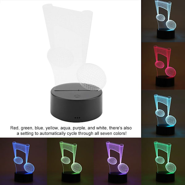 USB 4.5V 3W Syvfarge Lampe Base Touch Switch 3D Akryl KLB