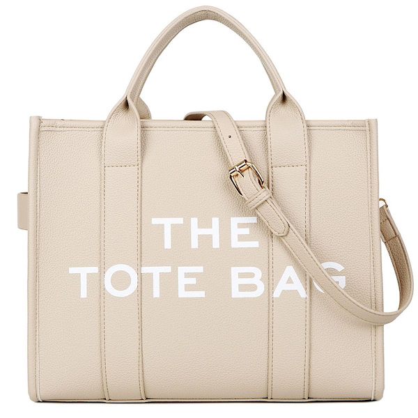 The Tote Bag til kvinder, PU læder Tote Bag, Almond KLB
