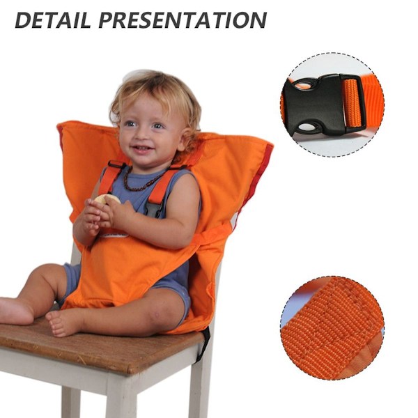 Bærbar justerbar babymatstolrem er en must-have oransje KLB