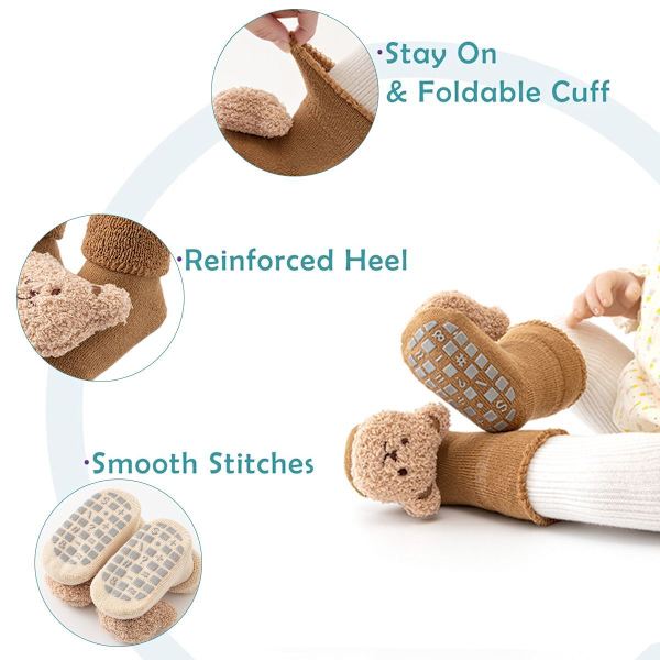 4 par baby halkfria strumpor baby flickor tjocka vinter varma strumpor m M KLB