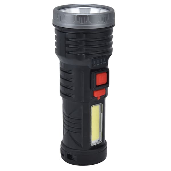 LED-lommelykt med COB-sidelys, USB-lading, ultraklar KLB