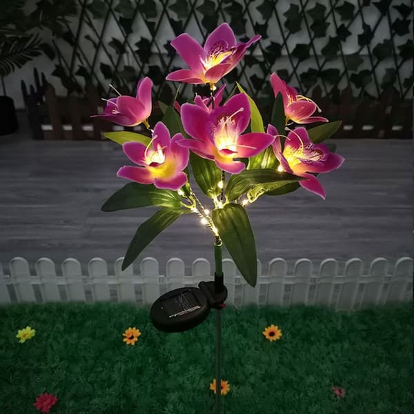 2 stk. Solcelledrevne orkidéblomsterlys Havebelysning til jul Lilla