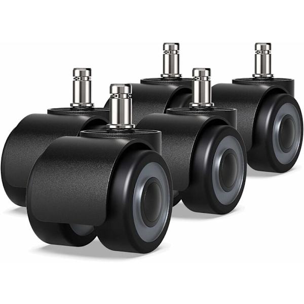 Kontorsstolsrullar, 5-pack, 11 x 22 mm, Dubbelhjuldesign, Repor inte golvet, Diameter: 50 mm KLB