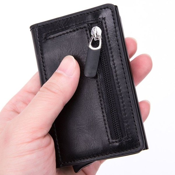 Automatisk kortholder til mænd kvinder rustfrit stål kreditkortholder RFID Vi