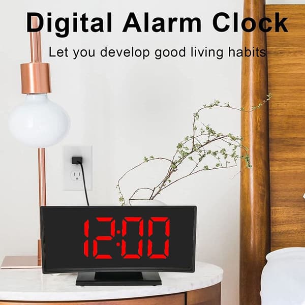 Stor skärm LED digital väckarklocka med elektronisk klockdisplay i rött