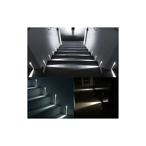 LED Indbygget Trappe Lys Trin Lys 220V Indendørs Hjørne Væg Lys Trin Dekoration Lampe Gang Trappe Lys Med, 2stk, Varm Hvid, Sort KLB