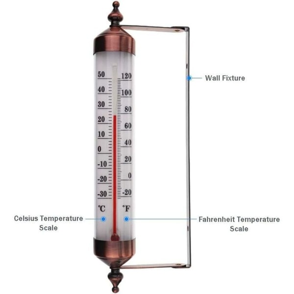 Stilig hagetermometer i bronse-effekt, egnet for utendørs bruk