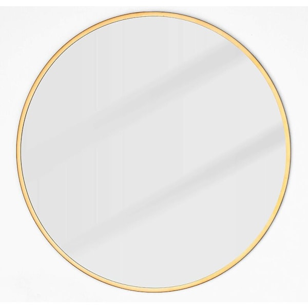 Rundt gullveggsspeil, forfengelighetsspeil, 24 tommer (60 cm) matt rustikt speil for bad, entre, spisestue og stue KLB