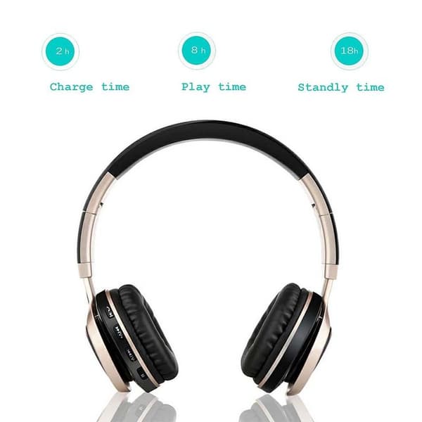 Bluetooth-hörlurar hopfällbara trådlösa guld
