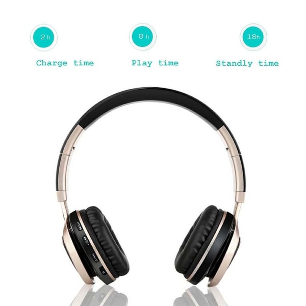 Bluetooth-kuulokkeet, taitettavat, langattomat, kultaiset