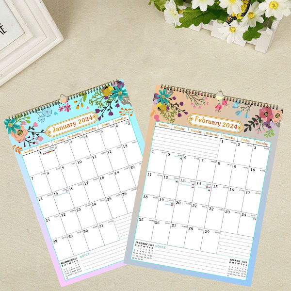 Veggkalender A5 12\" x 16,9\", jan 2024 - jun 2025, vertikal