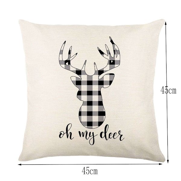 Juleputetrekk 45 x 45 cm, sett med 4 julefine linputetrekk KLB