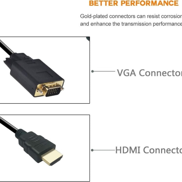 HDMI till VGA-kabel, 1080P HDMI hane till VGA hane M/M-video