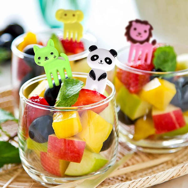 Mat Frukt Gaffel Spidd for Barn, Søte Dyr, Bento Box Dekor, Stil 4