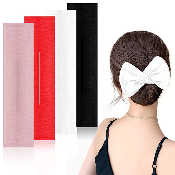 Bollemaskine, deft Bun, Stilful Damehårmager, Multifarvet Klud Velcro Clip & Twist Tool 4 stk.
