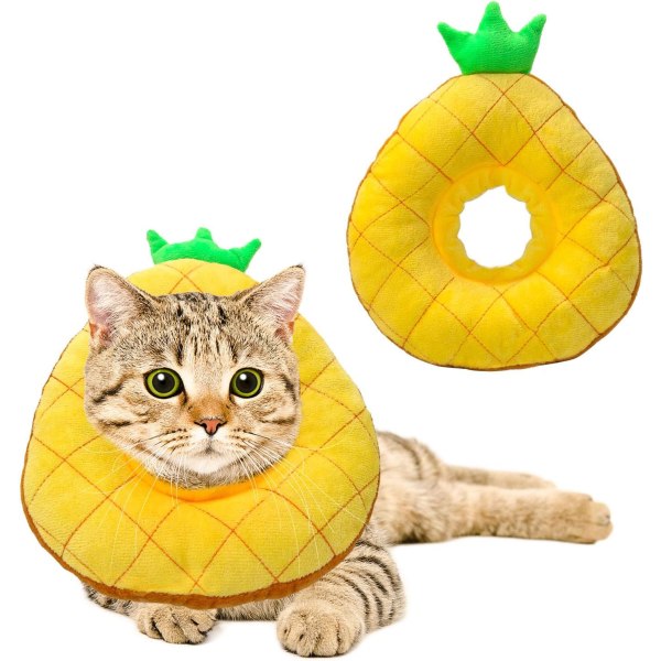 Cat Recovery Collar - Cute Pineapple Neck Cat Cones After Surgery, Adjustable Cat E Collar
