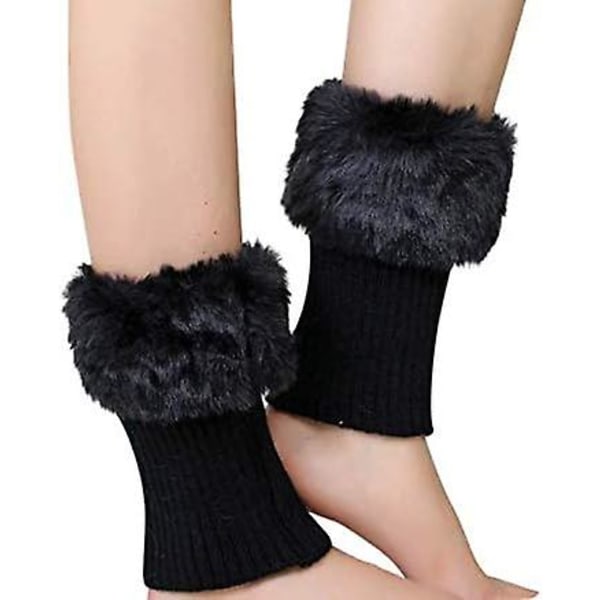 Kvinners jenter Faux Fur Boot Cuff Socks - Strikkede leggvarmere