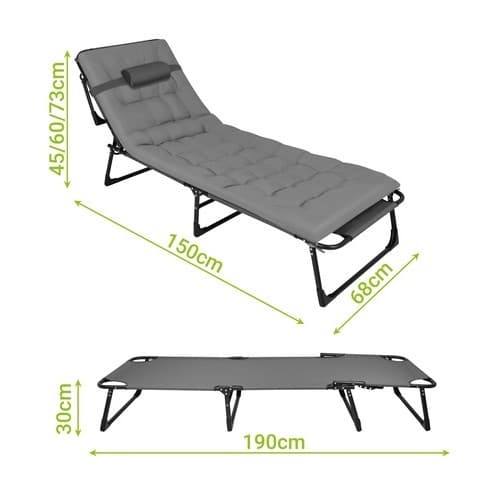 Sammenleggbar solseng med pute og justerbar ryggstøtte 2-Pack