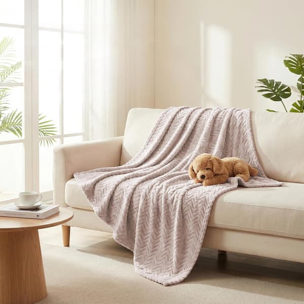 Stort fleecetæppe til sofa, kamel, 230x170 cm Blødt åndbart letvægtssofatæppe til soveværelset, plysset hyggeligt jacquardbølgetæppe 230x170cm Camel