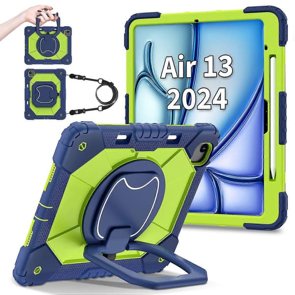 iPad Air 13 (2024) jalustakotelo silikoni+PC-tablettisuojus
