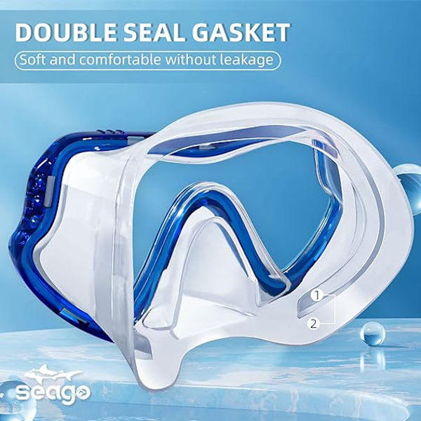 Barnens simglasögon snorkelmask med näsmask junior anti-imma klar vision, blå