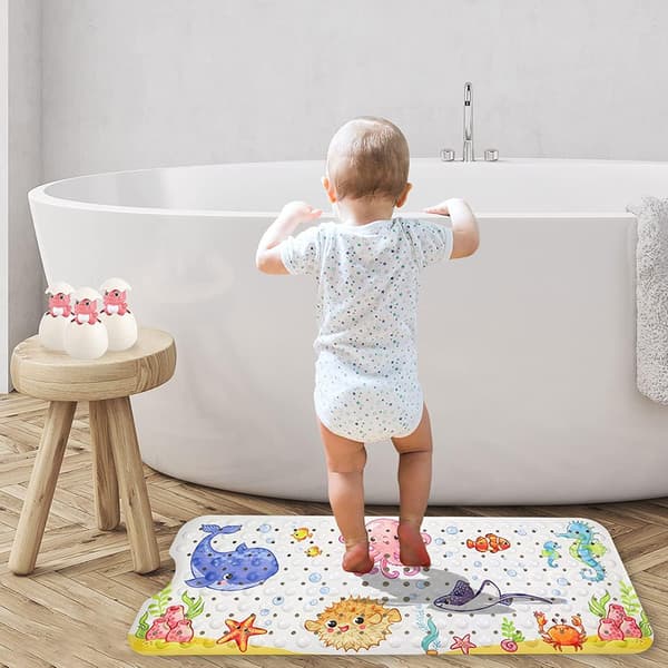 Antislip Bademåtte 100x40cm, Antislip Badekar Måtte med 200 Sugkopper PVC Materiale
