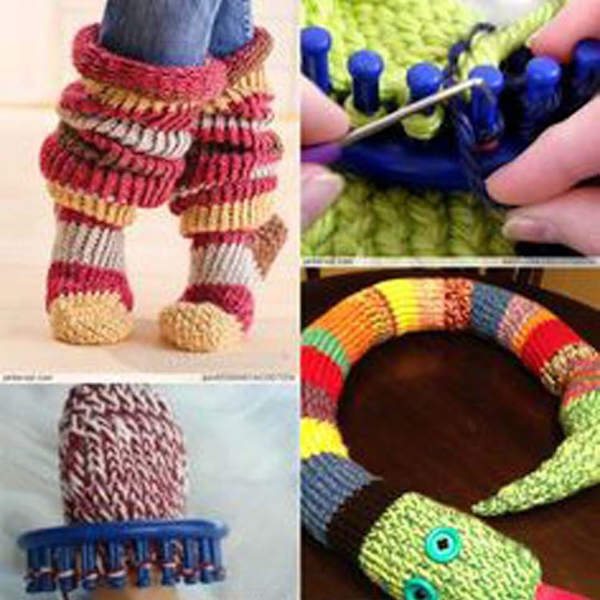 Stickningsvävset med virknålssats Garn Cord Knitter 4 Hat Looms Long Knitting Loom DIY