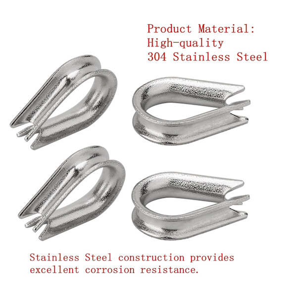 10-pack M8 304 rostfria stålhylsor, vajerhylsa riggning