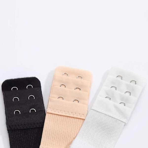 Pakke med 3 BH-stroppforlengere Elastiske forlengersett 2 kroker (Hvit, svart og hudfarger) Style 2