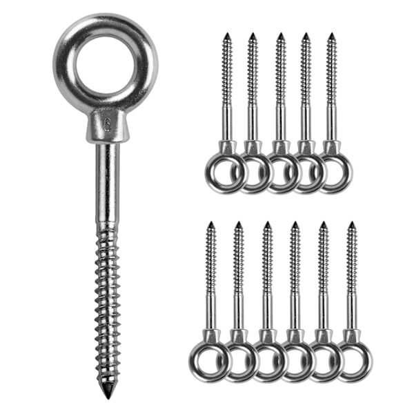 12 kpl silmäpultteja | M6 x 60mm silmäruuvi | M6 nostolenkit | Silmäruuvi 316 ruostumaton teräs | Ruuvikoukut M6 silmäruuvi