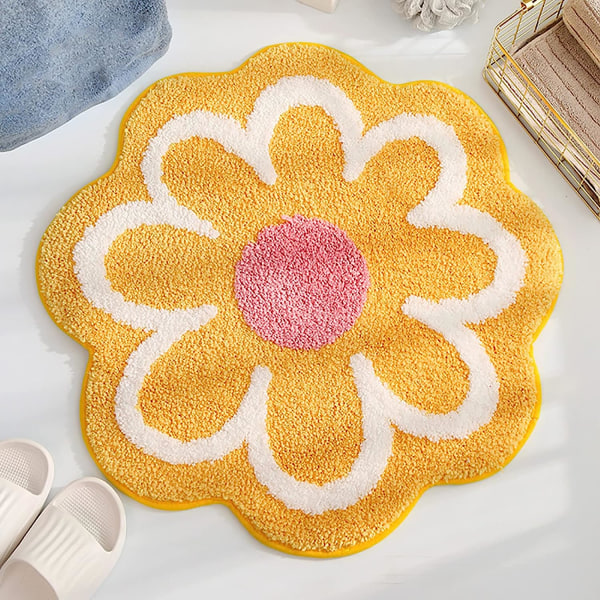Blomsterområde Teppe Matte Søt Blomster Bad Teppe Myk Mikrofiber Rund Blomster Gulvmatte Vannabsorpsjon