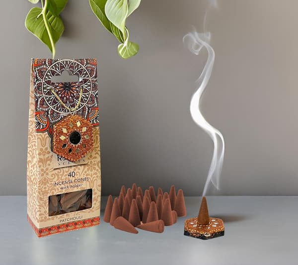 Rökelsekoner med hållare - 40-pack Patchouli