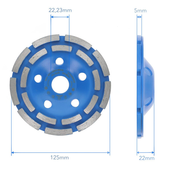 Diamantslipdisk Betong/universal 125 x 22,2 mm, diamantslip