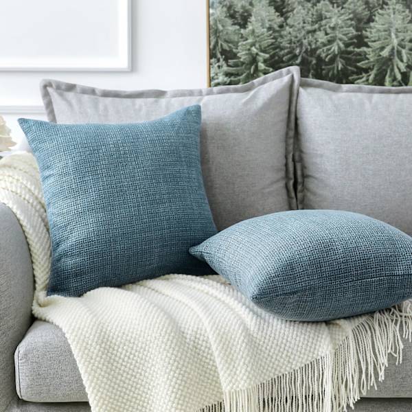 2 kpl tyynynpäällistä, yksivärinen, pellavainen tyynynpäällinen, sohvaan, makuuhuoneeseen, kotiin, 45*45cm Peacock blue