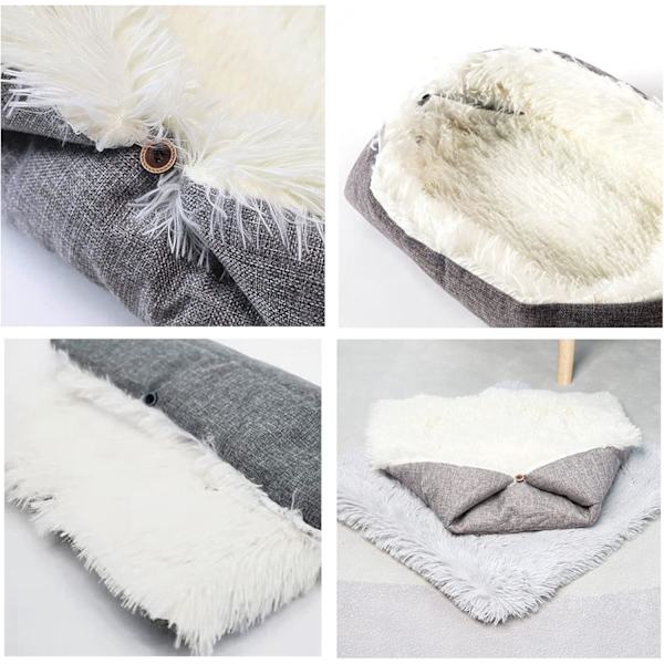 Kattbädd, husdjursbädd, mjuk och tvättbar kattsäng white velvet