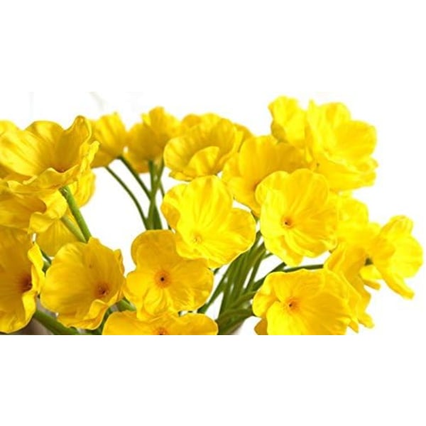 10 ST Konstgjorda vallmoblommor Konstgjord blomma för bröllopshelgen Brudbukett Hemfestinredning (gul)