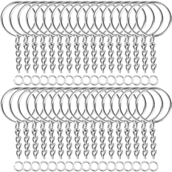 50 st nyckelringar med kedja och 50 st hopringar, nyckelringskit med fynd i bulk för nyckelringstillverkning Tillbehör DIY-hantverk