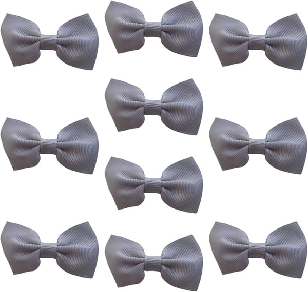 Mörkgrå Gummi Grosgrain Hårrosetter för flickor, Skolklämmor, 10-pack, 2,7 tum Dark Grey