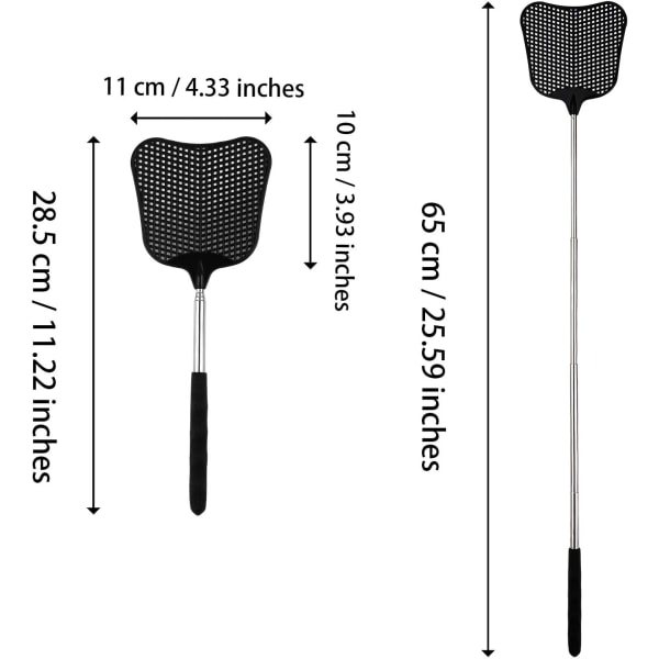 3-delad hopfällbar flugsmälla Tainless Steel Fly Swatter med bärbar stark flexibel manuell swat teleskophandtag