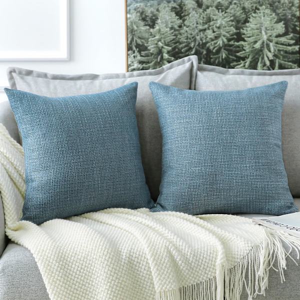 Sett med 2 Putesett, Ensfarget Putetrekk, Linputetrekk, Putetrekk til Sofa, Soverom, Hjemmedekor, 45*45cm Peacock blue