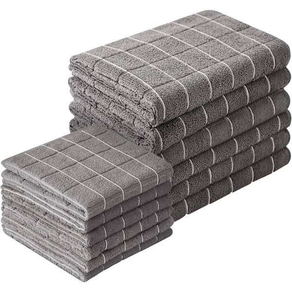 45*65/30*30cm Keittiöpyyhkeet ja astianpesuliinat, 12 kpl Mikrokuituliinoja, Astianpesuliinat Ruuanlaittoon ja Leivontaan, Harmaa